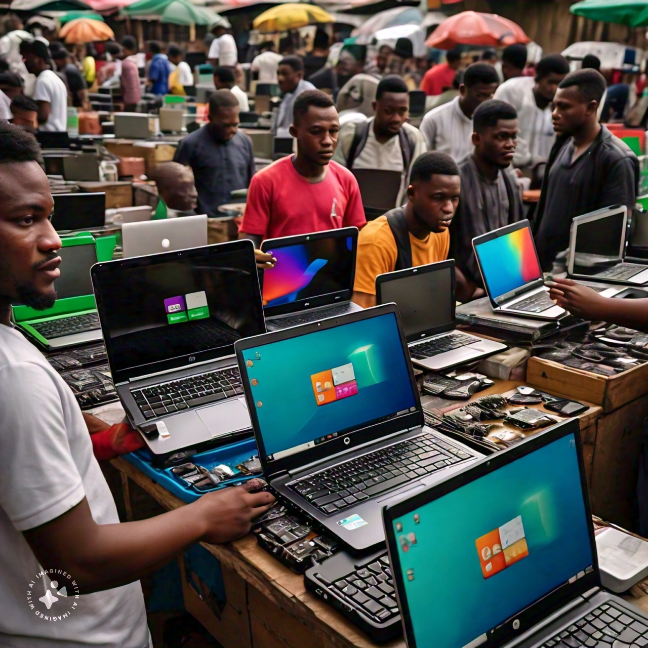 A used laptop market in Nigeria